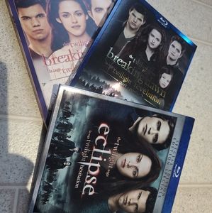 Three twilight blu rays, eclipse & breaking dawn